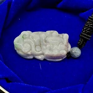 Jadeite Jade 💜Lavender and Green💚 Pixiu Pendant Necklace
